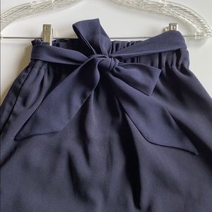 ASOS Navy Paperbag Waist Split Hem Skirt